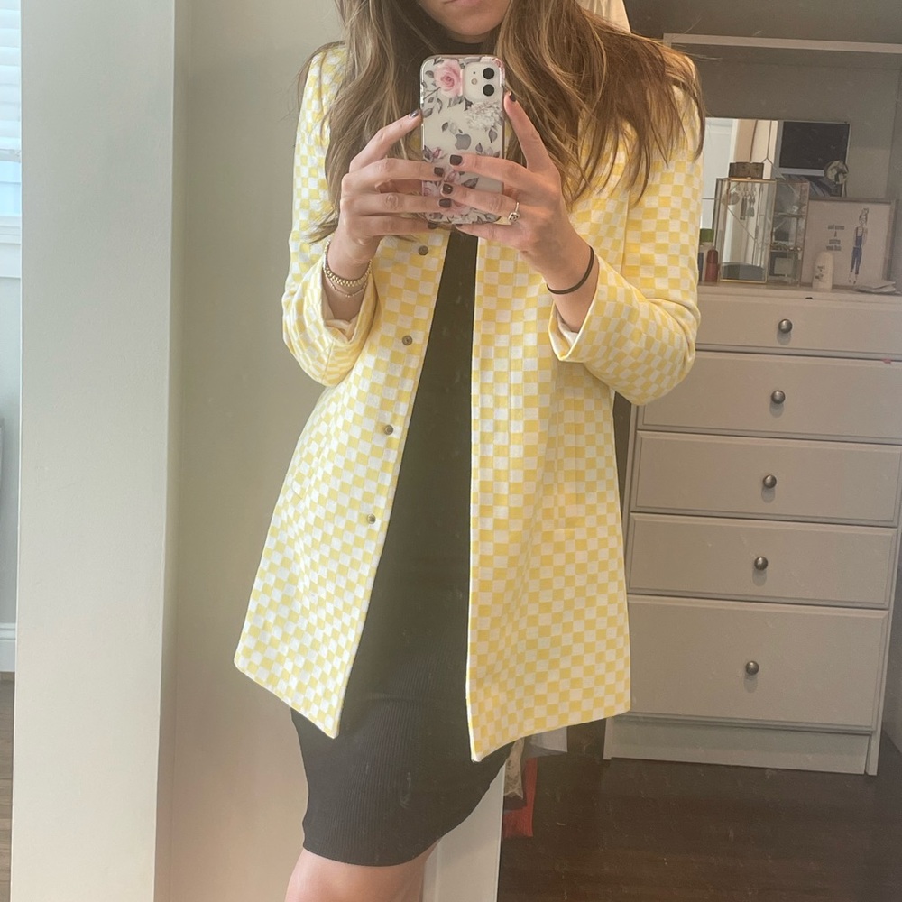 Yellow and white checker Zara jacket - size S
